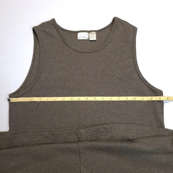 VTG 90's LL Bean Olive Green 100% Cotton Sleeveless Maxi Dress Made In USA MED - Picture 7 of 8